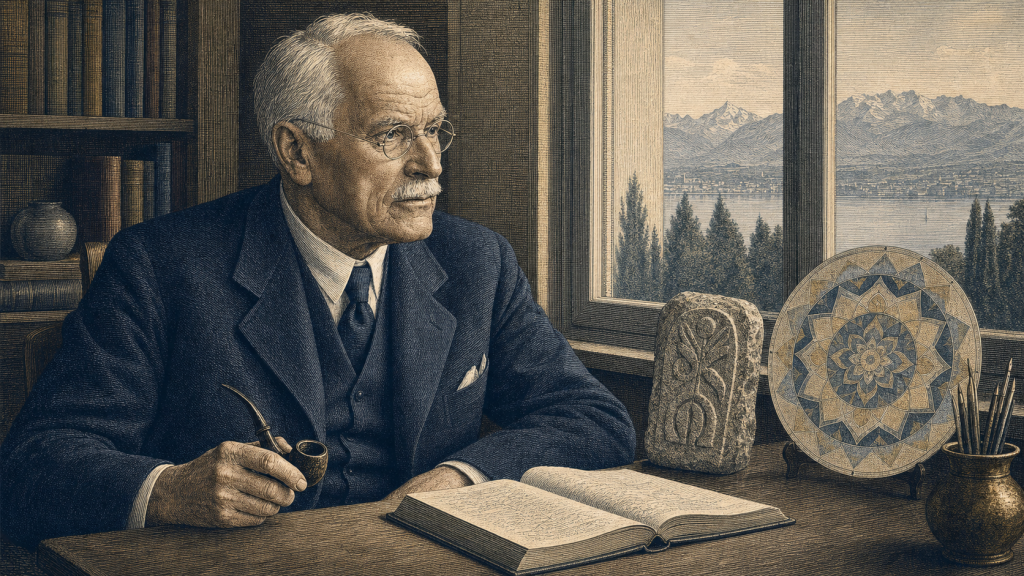 Carl Jung in his study representing analytical psychology