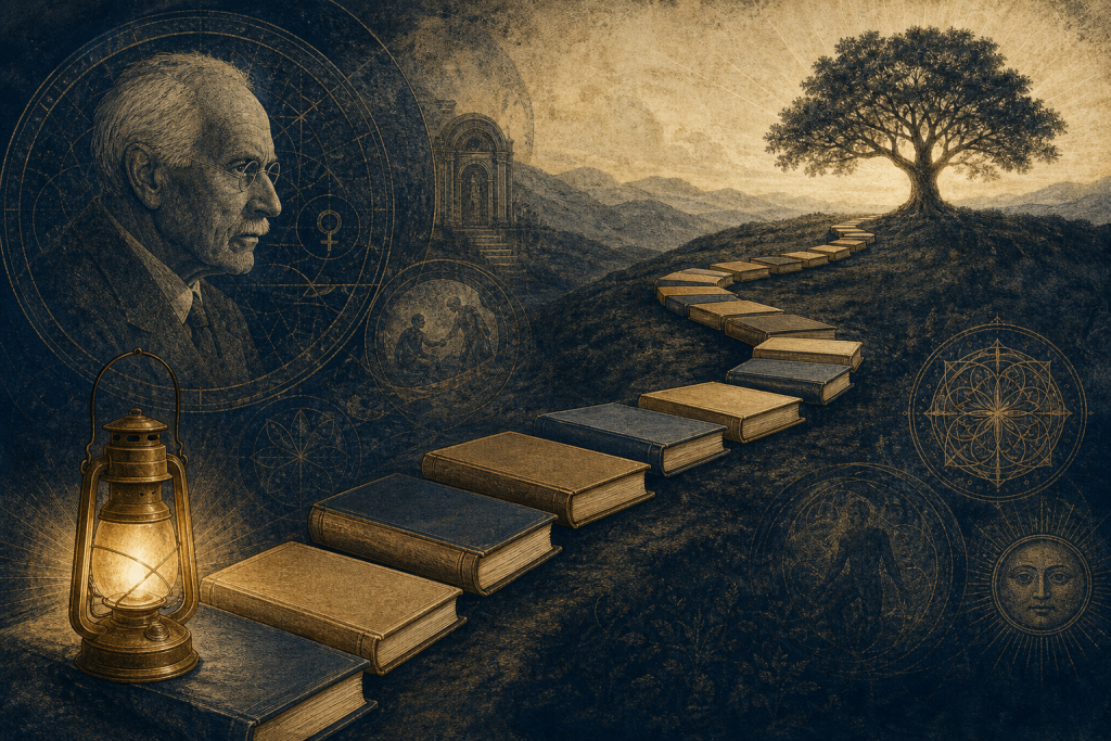 Memories Dreams Reflections reading companion illustration of a book path through Jungian ideas