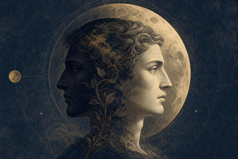 Two overlapping profiles representing the conscious personality and the Jungian shadow