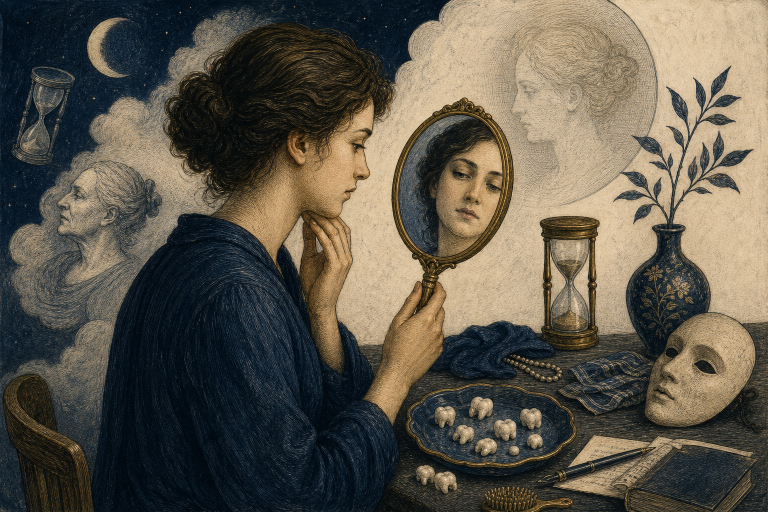 Teeth falling out dream meaning represented through a mirror appearance and change
