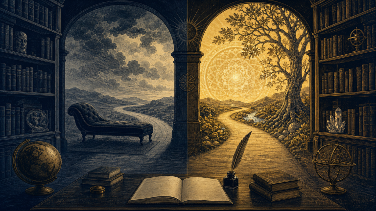 Diverging paths symbolizing Jung’s developing theory of psychoanalysis
